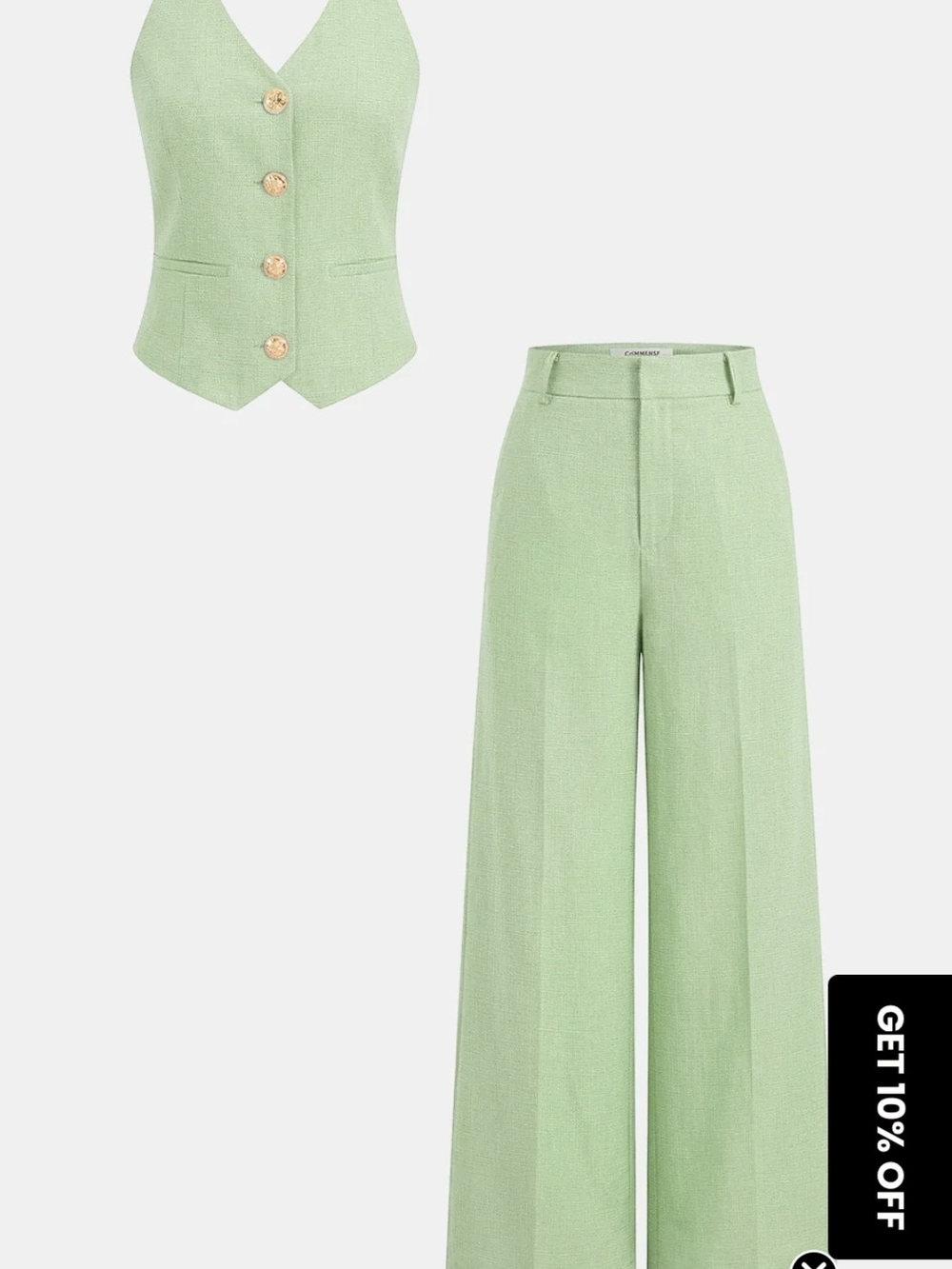 Commense Mint Green Wide-Leg Trousers